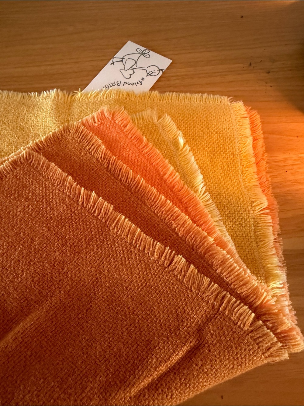 Retro Orange Ombre Fringed Decorative Placemats- 4-Pack